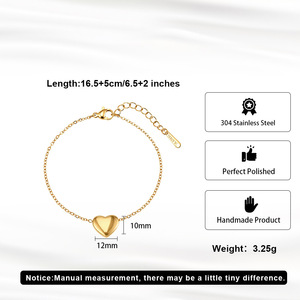 PVD 18K Gold Plated Heart-Shaped Jewelry <b>Set</b> of 304 Stainless Steel <b>Bracelet</b> Necklace Earrings for Women - Product Image 6