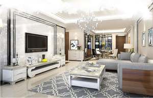 طاولة قهوة من الخشب الصلب والرخام مع خزانة تلفاز، تصميم بسيط وعصري لغرفة الجلوس العائلية الصغيرة، طاولة شاي من الفولاذ المقاوم للصدأ - Product Image 2