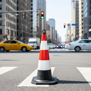 Cône de signalisation routière robuste de 35 pouces, 7 lb, en PEHD, réflecteur prismatique haute intensité, lumière stable, indice de protection IP68, noir - Product Image 4