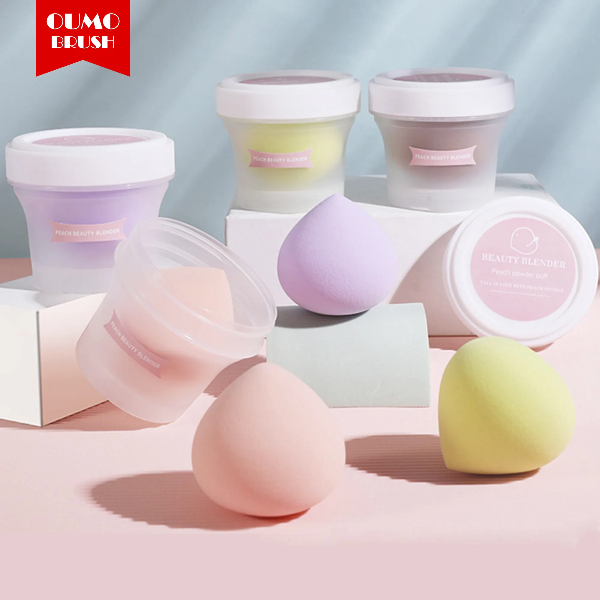 OUMO--fruit peach beauty eggs makeup sponge with case latex free material very soft beauty makeup the egg custom logo