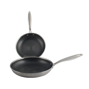 Classic Design Dishwasher-Safe Nonstick Honeycomb Coatings Skillet Stainless Steel Frying <b>Pan</b> with Glass Lid - Product Image 2