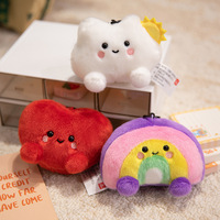 Dessin animé arc-en-ciel nuage brodé en peluche oreiller poupée en forme de coeur ours jouet pour filles anniversaire porte-clés petit soulagement du Stress