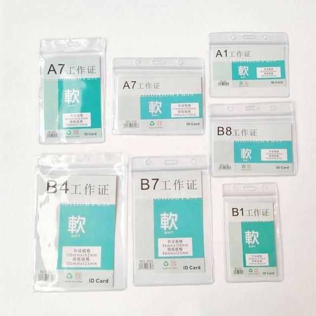 Vertical Badge Holder with Zipper Top Exhibition ID Card Wallet Waterproof Plastic Horizontal PVC Badge Holders with Lanyards