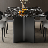 Table à manger rectangulaire en marbre noir moderne de luxe Ensemble de 4 chaises 6 places pour restaurant Salon Meubles minimalistes au design