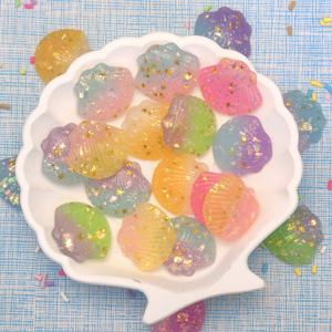 Massal 100 buah/lot 23*26MM Glitter Sea Shell Resin Flatback Cabochon cangkang indah Slime Cahrms untuk Scrapbooking casing ponsel Dekorasi - Product Image 5