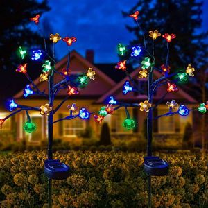 Guirlandes lumineuses LED solaires étanches pour l'extérieur Branches de fleurs de cerisier Décorations de jardin de Noël Lumière - Product Image 3