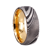 Bague en acier de Damas à motif de ligne de football, alliance pour homme, forgée à la main, vente en gros SZ CHENG JEWELERS