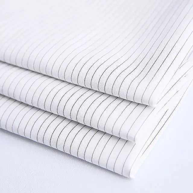 In stock yarn dyed woven fabric high density polyester cotton stripe fabric Men's shirt fabric