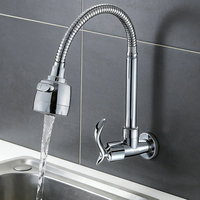 Robinet de cuisine moderne à poignée unique, en laiton chromé, avec douchette extractible rétractable pour eau froide