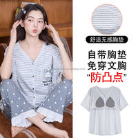 Vente en gros de nouveaux pyjamas en coton à manches courtes pour femmes, avec motif flocon de neige, rayures mignonnes et imprimés de dessins animés, ensembles décontractés pour la nuit