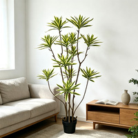 Plante artificielle Dracaena Reflexa en pot, fausse plante tropicale à bordure dorée, bambou, verdure pour décoration intérieure