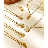 Collares de Acero Inoxidable con Colgantes de Animales Marinos, Conchas, Tortugas Marinas y Perlas, Estilo Simple y Moderno para el Verano 2025, Joyería para Mujer