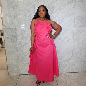 Robes africaines pour femmes Élégantes Dashiki Spaghetti Strap Rose Red Maxi Dress Ladies Traditional African Clothing Fairy Dresses - Product Image 2