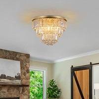 Lustre rond en cristal doré français à 6 lumières, 20 pouces, luminaire de plafond de luxe pour salon, livraison gratuite depuis les États-Unis