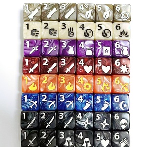 Lot de 10 dés de <span class=keywords><strong>jeu</strong></span> D6 de 16 mm en acrylique arrondi avec motifs, pour TRPG, dés de collection - Product Image 1