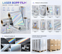 Meistverkaufte Transparente BOPP Holographische Thermische Laminierfolie 22 Mikron Lebensmittelqualität für Bastelaufkleber Kerzenverpackung Rolle