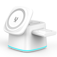 Support de charge magnétique sans fil 3-en-1 15W avec panneau détachable et lumière d'ambiance pour téléphone, montre S1 S10, écouteurs, maison et bureau