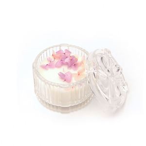 Bougie parfumée élégante en verre, cire de paraffine blanche, aromathérapie florale végétale, décoration d'intérieur, forme cylindrique, fabrication mécanique - Product Image 3
