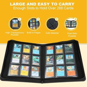 Porte-cartes en cuir PU de qualité supérieure, 9 pochettes, fermeture à glissière sécurisée, album de cartes à collectionner de couleur personnalisée, pages en PP pour le rangement des cartes - Product Image 4