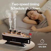 Diffuseur d'huiles essentielles au design bateau à vapeur 250 ml avec télécommande, veilleuse LED méduse ultrasonique et diffuseur d'arômes à brume froide