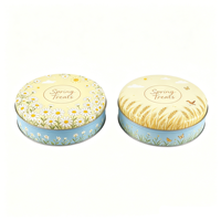 Boîte à biscuits en métal vide de 168x50mm, bicolore bleu-jaune, de qualité alimentaire, avec logo personnalisé, pour emballage cadeau de boulangerie