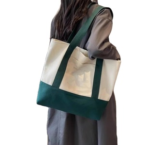 Custom Print Logo Cotton Big Shopping White <b>Canvas</b> <b>Tote</b> <b>Bag</b> With Pocket and Zipper - Product Image 1
