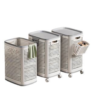 Grote Capaciteit Hoge Kleurwaarde Huishoudelijke Wasmand Wielen Vuile Kleding Opbergdoos Voor Badkamer Gepartitioneerde Opslag - Product Image 5