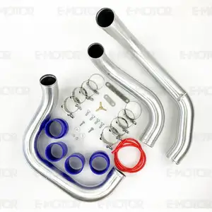 Intercooler Charge Pipe Kit Aluminum Piping+4-Ply Silicone Hose For 89-94 Niss*an skyline R32 R33 R34