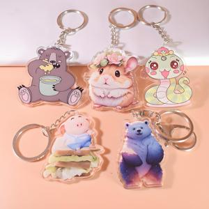 HanXin Porte-clés en acrylique durable avec fermeture magnétique Porte-clés de voiture avec lanière Anime et dessin animé Porte-clés en plastique imprimé UV