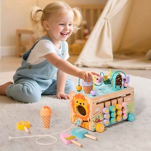STEM Fine Motor Skills Pretend Play Preschool Toys <b>Gifts</b> Wooden Baby Walker With Bead Maze - Product Image 2