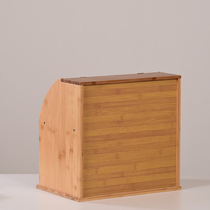 Boîte à pain en bambou Senyuda à trois niveaux avec couvercle rabattable, grande capacité, rangement de cuisine, anti-moisissure, récipient alimentaire - Product Image 4