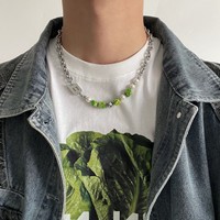 Kalung liontin Chunky pria, perhiasan rantai klavikula kepribadian kalung Hip Hop Stainless Steel untuk pria