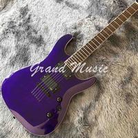 Guitare électrique à 6 cordes, en érable flamme rouge, manche au corps, instrument personnalisé