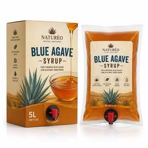 Bolsa <span class=keywords><strong>de</strong></span> 5L <span class=keywords><strong>de</strong></span> jarabe <span class=keywords><strong>de</strong></span> <span class=keywords><strong>agave</strong></span> azul impresa a medida en envase tipo caja, edulcorante natural líquido en bolsa con válvula frontal - Product Image 1