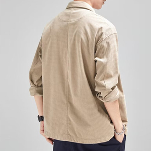 Da uomo a buon mercato <span class=keywords><strong>POLO</strong></span> <span class=keywords><strong>Oversize</strong></span> top in bianco tinta unita manica lunga in velluto a coste Casual con bottone da lavoro formale quotidiano - Product Image 4