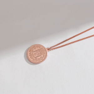 Collar de moneda de la República Francesa de Plata de Ley 925, colgante grabado chapado en oro rosa, abalorio de letras K, joyería de moda para mujer - Product Image 4