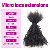 Extensions de dreadlocks 8''X0.15cm 100 mèches/paquet Interlocs avec extrémité bouclée 100% cheveux humains faits à la main Taille X-small