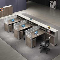 LR-W-017 1-8 places bureau poste de travail ordinateur cabine diviseur Table bureau avec panneau de verre Style bois pour le cloisonnement de bureau