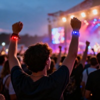 Bracelet lumineux magnétique LED RGB à télécommande avec logo OEM en gros - Bracelet lumineux en TPU à 16 modes pour festivals de musique et événements