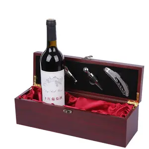 Luxe Mdf Hout Verpakking Doos Wijn Geschenkdoos Met Accessoires Wijn Opslag Case Voor 1 Flessen