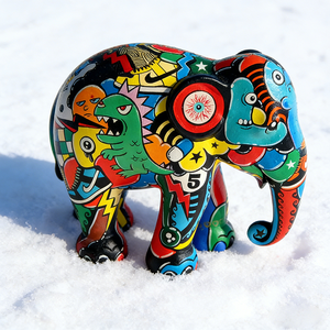 Sculpture d'éléphant peinte à la main, figurine d'art en résine pour <span class=keywords><strong>salon</strong></span> moderne - Product Image 6