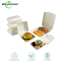 Boîtes à clapet en papier jetables, blanches, en kraft, pour la restauration, emballages compostables pour aliments, en vrac