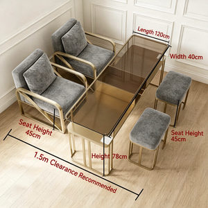 Mesa de Manicura de Lujo con Silla, Superficie de Vidrio, Moderna, para Salón de Uñas, para 1/2/3 Personas - Product Image 6