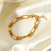 Bracelet rétro en acier inoxydable plaqué or 18 carats étanche personnalisé Vente en gros Cadeau de fête Bracelet chaîne à maillons rectangulaires pour femme
