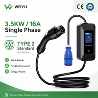 3,5kW Typ 2 Tragbares EV-Ladegerät 16A Einstellbar 8A-16A Schuko-Stecker IEC 62196-2 Reiseladegerät für Tesla BMW Mercedes Audi VW