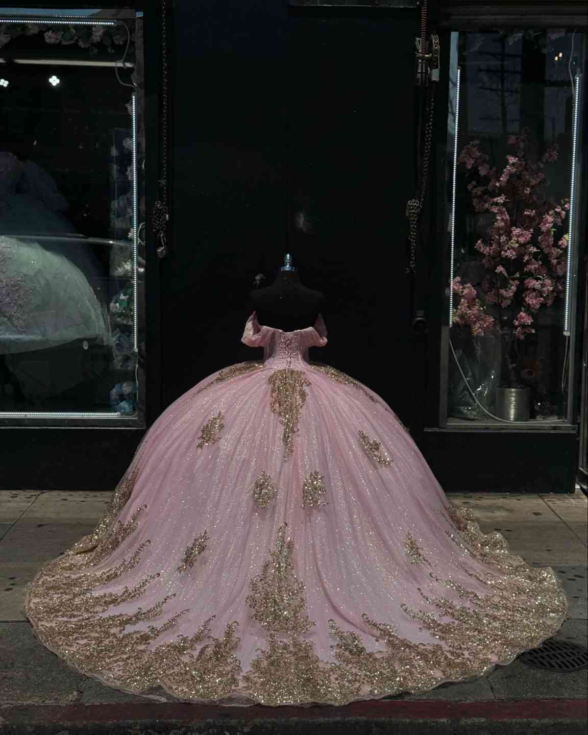 Shop Online Quinceanera Dresses Gold Pink Luxury Crystal Bonding |  Alibaba.com