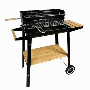 <span class=keywords><strong>Barbecue</strong></span> portable au charbon de bois noir pour l'extérieur, nouvelle conception, <span class=keywords><strong>avec</strong></span> <span class=keywords><strong>table</strong></span> latérale en bois - Product Image 1