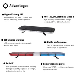 Feux de signalisation de toit de voiture à LED ambrés amovibles, étanches, classe II R65, barre lumineuse d'urgence clignotante avec contrôleur - Product Image 6