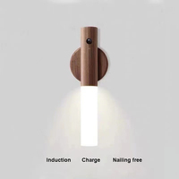Lámpara de pared magnética con Sensor de movimiento de luz nocturna LED para uso doméstico al aire libre 220V remoto para iluminación de mesita de noche de armario de cocina