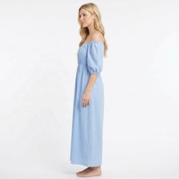 Robe midi en coton de haute qualité pour femme, élégante, col bateau, manches bouffantes, taille naturelle, décontractée et respirante